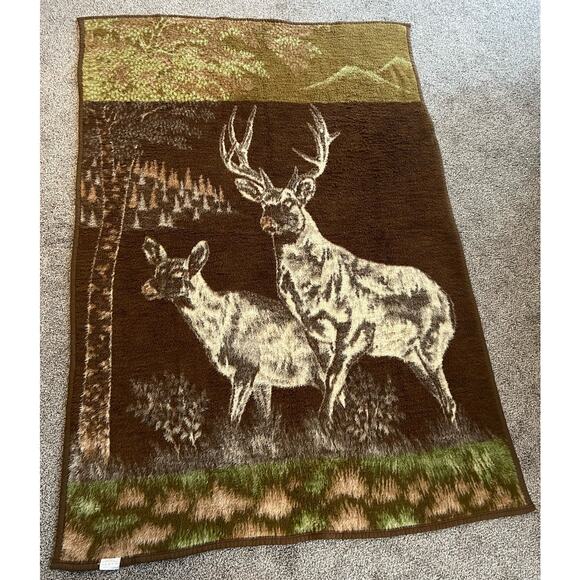 biederlack BUCK & DOE Reversible Blanket 85% Polyester 15% Acrylic 74X52 - Picture 2 of 7